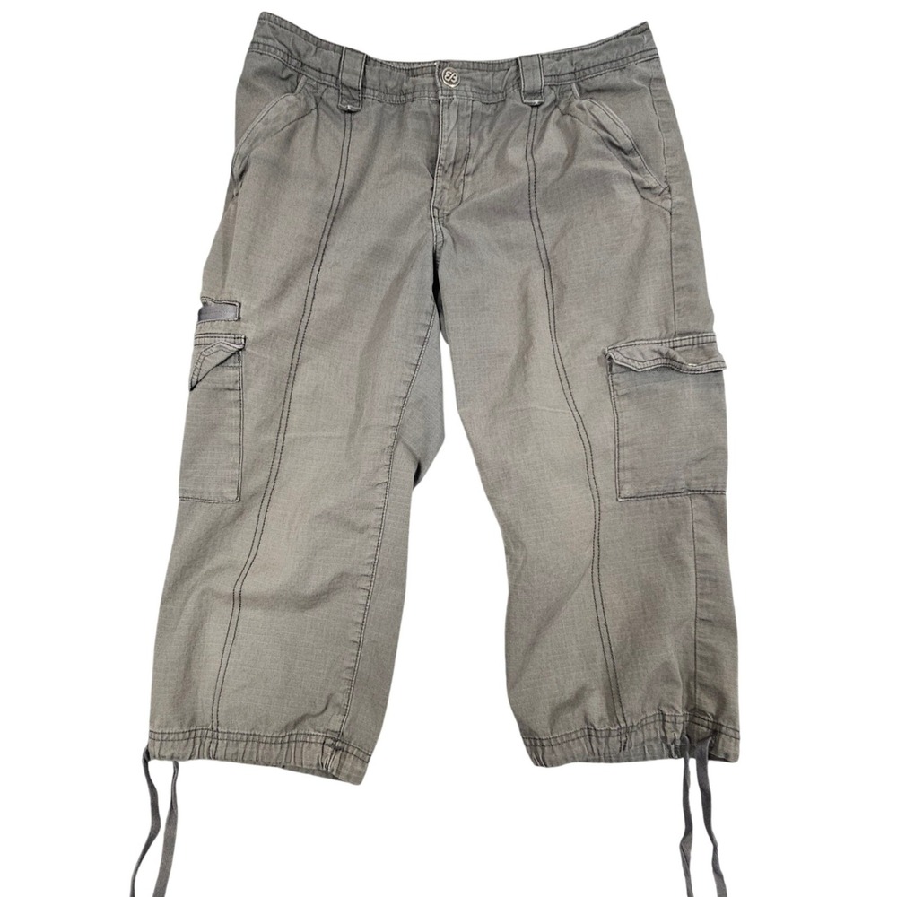 Eddie Bauer Ripstop Cargo Capri Pants Size 10 Gray Hiking Utility Patina Y2K
